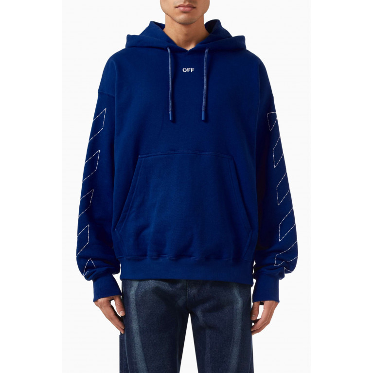 Off-White - Logo-embroidered Skate Hoodie in Cotton-fleece Blue