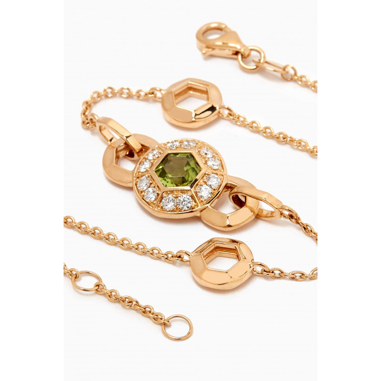 Damas - Kanzi Mini Sequin Diamond & Peridot Bracelet in 18kt Gold
