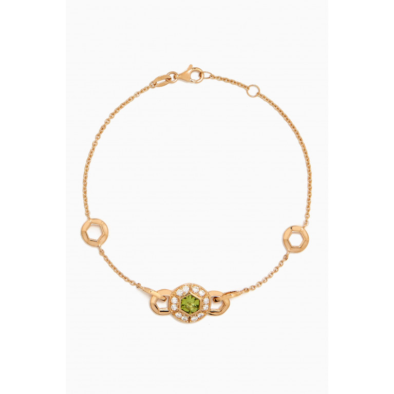 Damas - Kanzi Mini Sequin Diamond & Peridot Bracelet in 18kt Gold