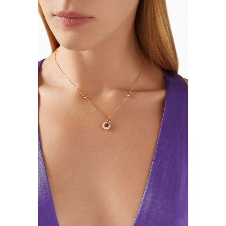 Damas - Kanzi Mini Sequin Diamond & Amethyst Necklace in 18kt Gold