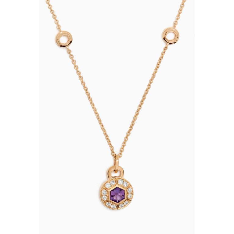 Damas - Kanzi Mini Sequin Diamond & Amethyst Necklace in 18kt Gold