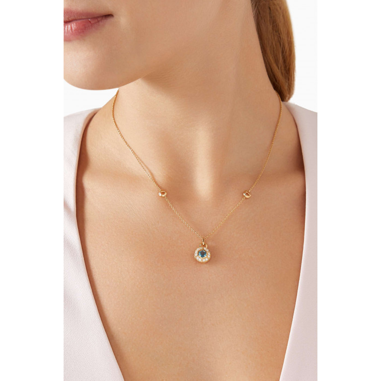 Damas - Kanzi Mini Sequin Diamond & Topaz Necklace in 18kt Gold