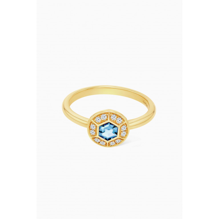 Damas - Kanzi Mini Sequin Diamond & Topaz Ring in 18kt Gold