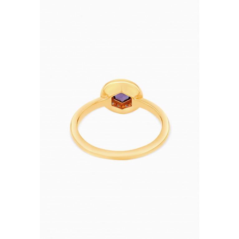 Damas - Kanzi Mini Sequin Diamond & Amethyst Ring in 18kt Gold
