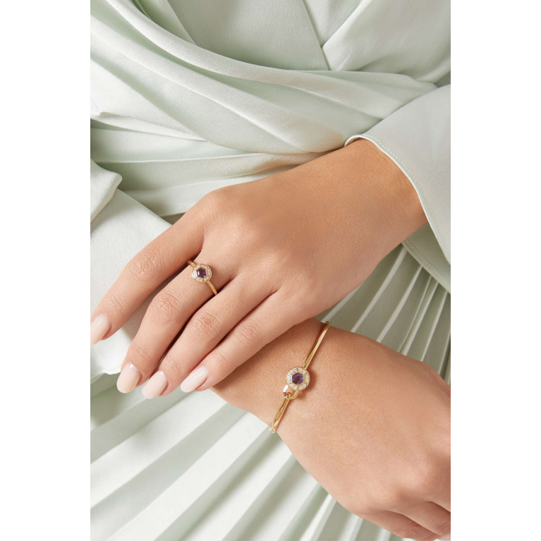 Damas - Kanzi Mini Sequin Diamond & Amethyst Ring in 18kt Gold