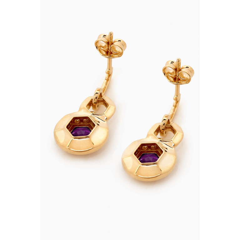 Damas - Kanzi Mini Sequin Diamond & Amethyst Drop Earrings in 18kt Gold