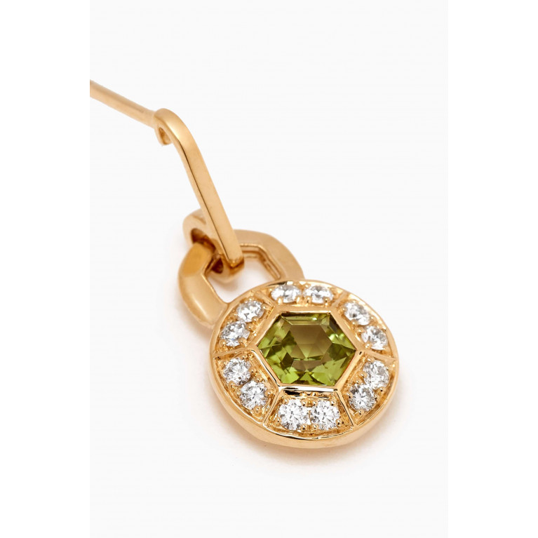 Damas - Kanzi Mini Sequin Diamond & Peridot Drop Earrings in 18kt Gold