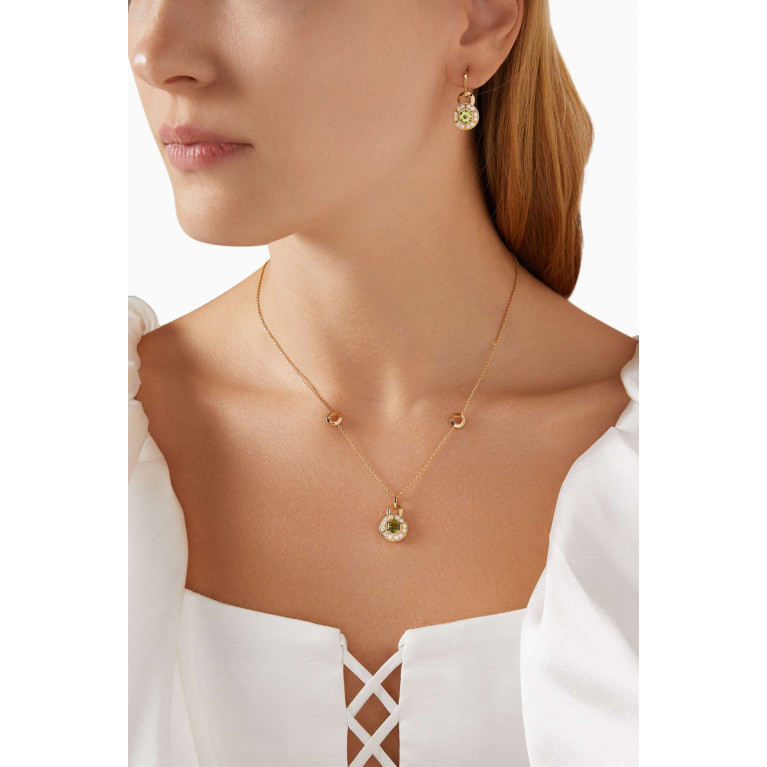Damas - Kanzi Mini Sequin Diamond & Peridot Drop Earrings in 18kt Gold