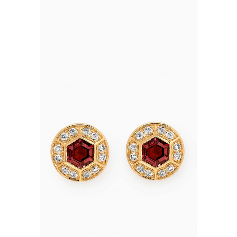 Damas - Kanzi Mini Sequin Diamond & Tourmaline Stud Earrings in 18kt Gold