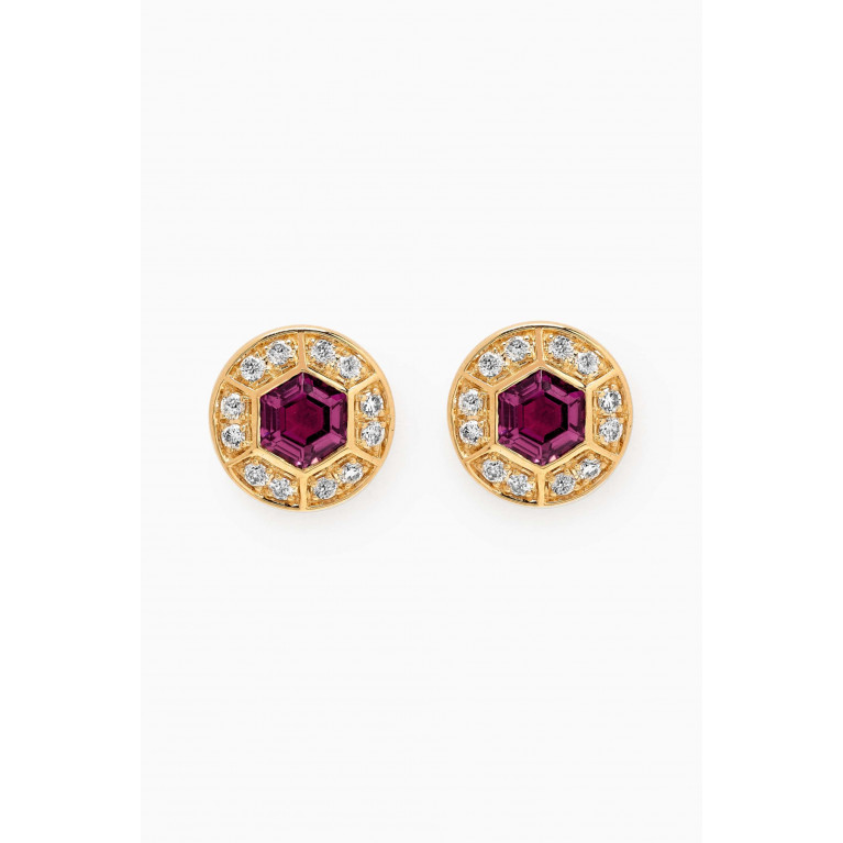 Damas - Kanzi Amethyst & Diamond Stud Earrings in 18kt Gold