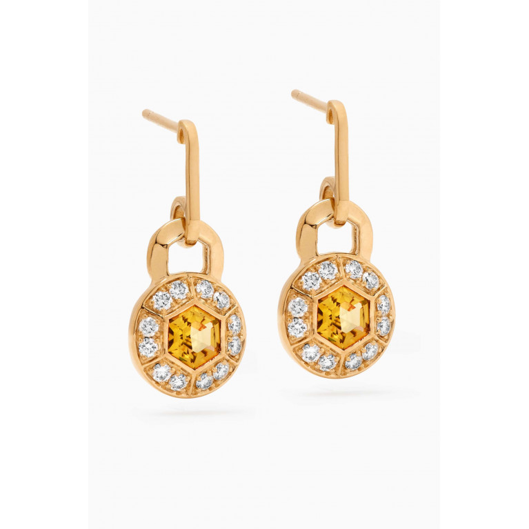 Damas - Kanzi Orange Citrine & Diamond Drop Earrings in 18kt Gold