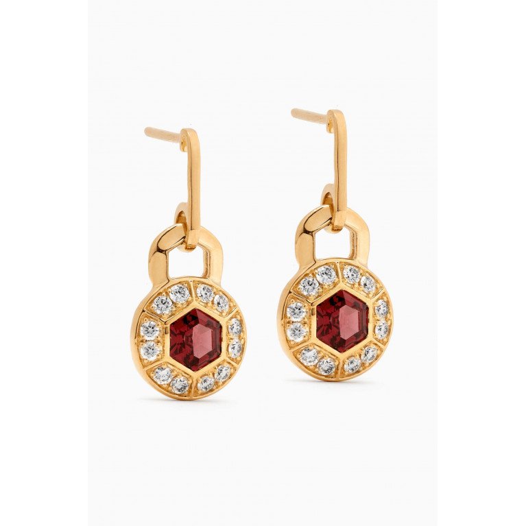 Damas - Kanzi Rhodolite & Diamond Drop Earrings in 18kt Gold