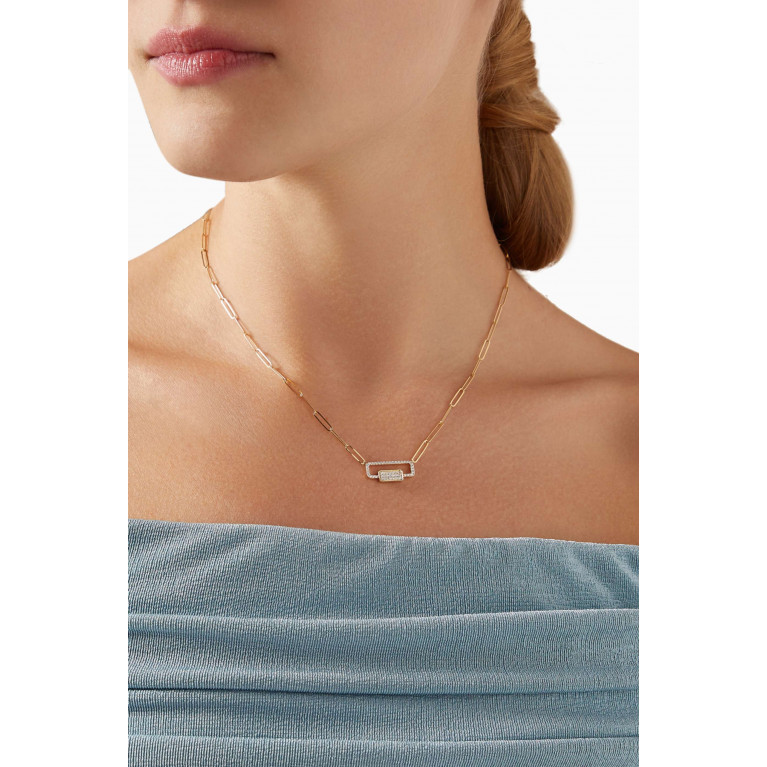 Damas - Youth Paperclip Bar Necklace in 18kt Gold