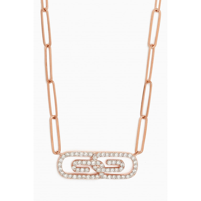 Damas - Youth Paperclip Diamond Necklace in 18kt Rose Gold