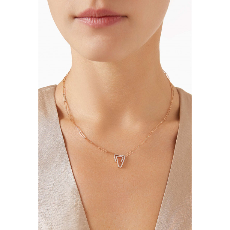 Damas - Youth Paperclip Diamond Necklace in 18kt Rose Gold