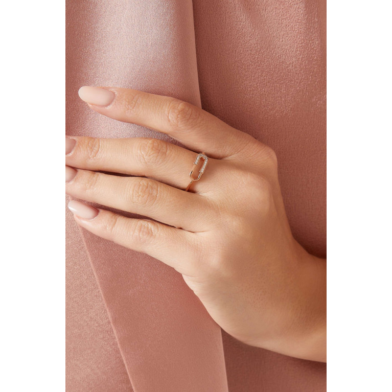 Damas - Youth Paperclip Diamond Ring in 18kt Rose Gold