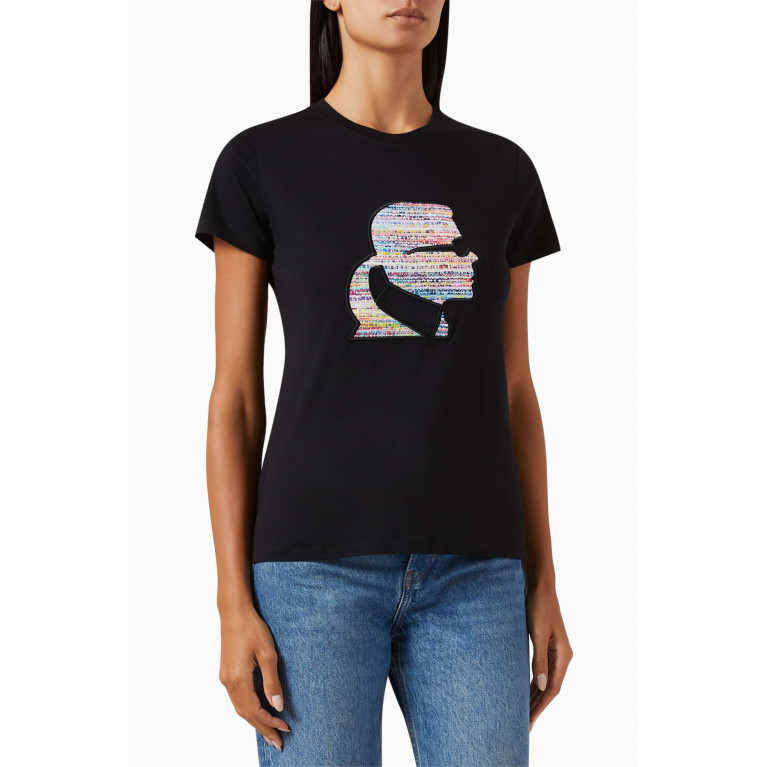 Karl Lagerfeld - Bouclé Profile T-shirt in Organic Cotton-jersey