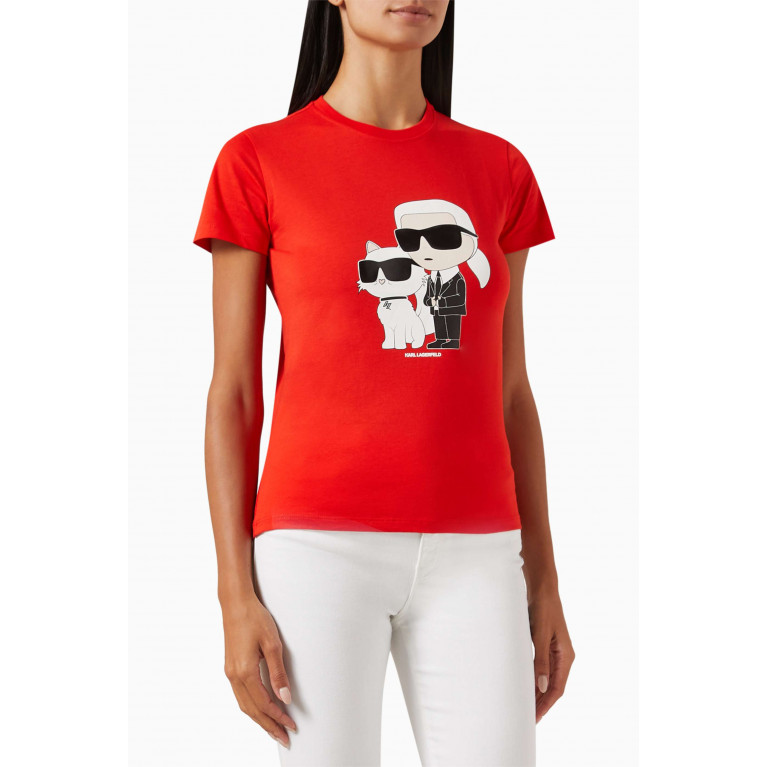 Karl Lagerfeld - Ikonik Karl & Choupette T-shirt in Organic Cotton-jersey