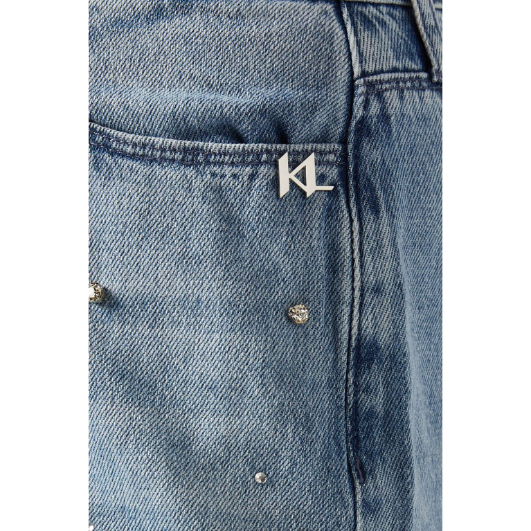 Karl Lagerfeld - Embellished Wide Leg Jeans in Denim