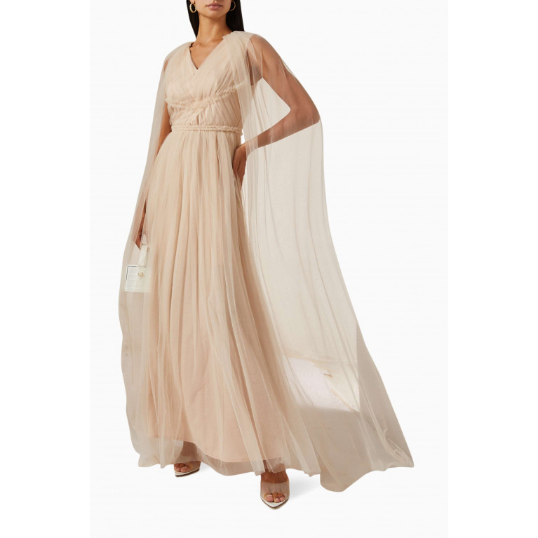 Amri - Braided Maxi Dress in Tulle Neutral