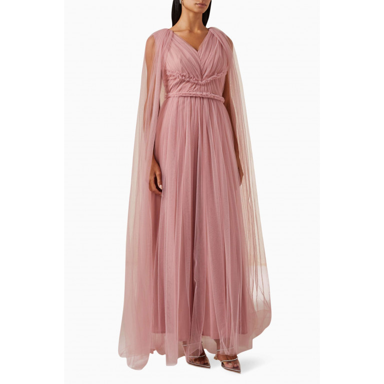 Amri - Braided Maxi Dress in Tulle Pink