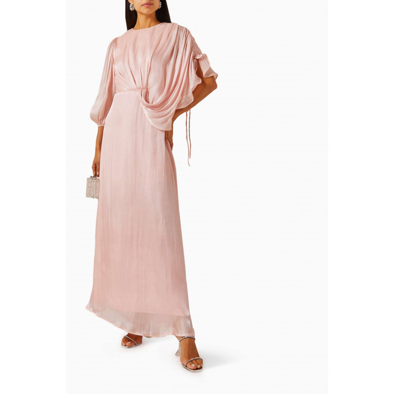 Amri - Asymmetric Draped Dress Pink