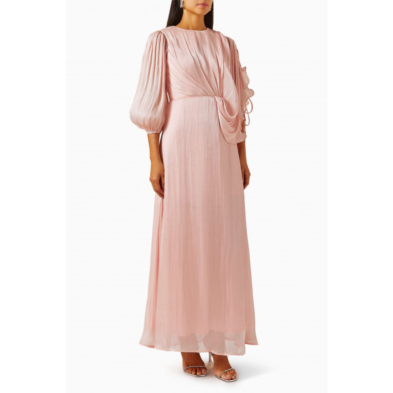 Amri - Asymmetric Draped Dress Pink