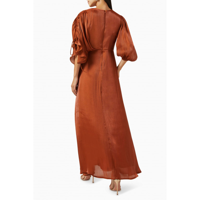 Amri - Asymmetric Draped Dress Brown