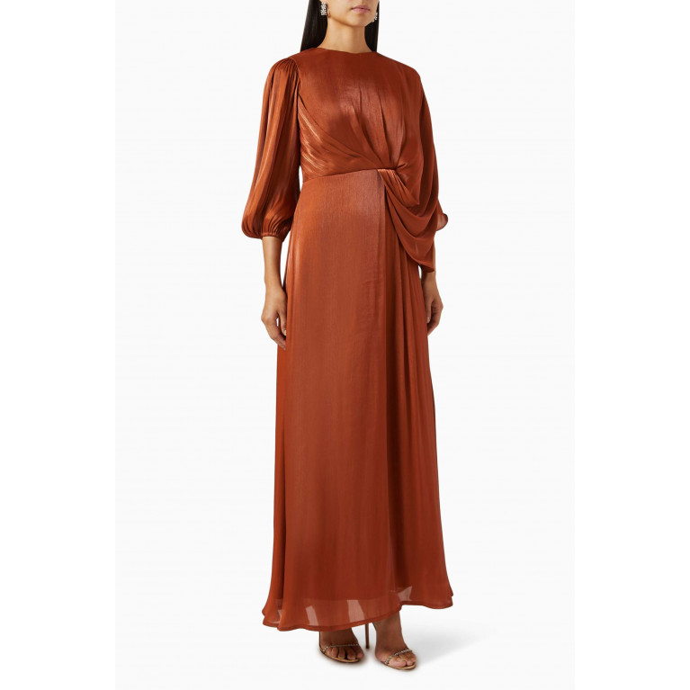 Amri - Asymmetric Draped Dress Brown