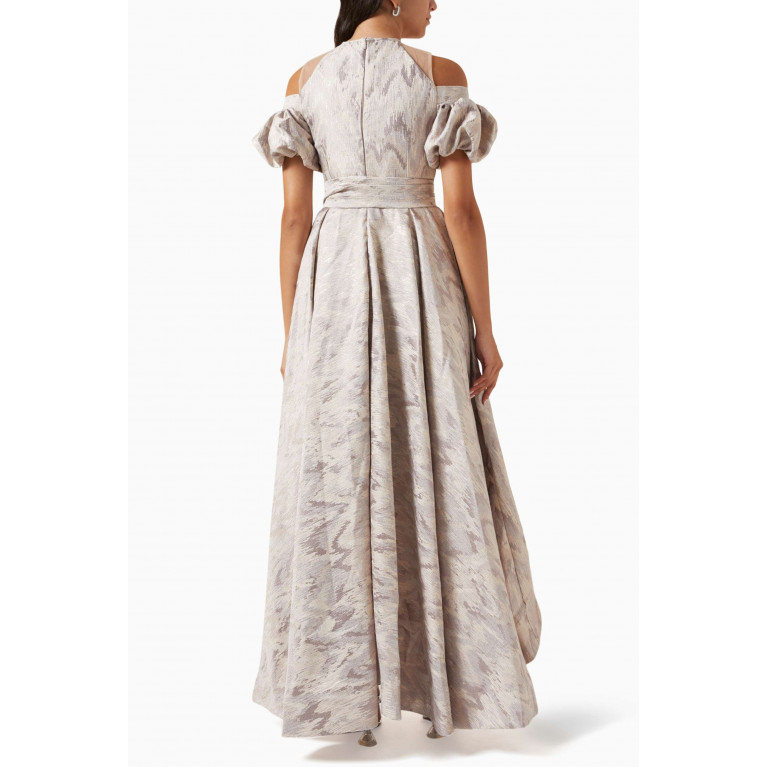 Amri - Cold-shoulder Dress in Jacquard Silver