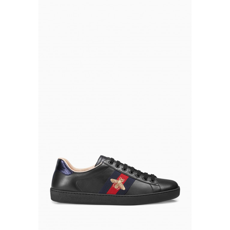 Gucci - Ace Embroidered Low-top Sneakers in Leather Black