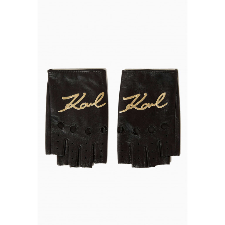 Karl Lagerfeld - K/Signature Rock-chic Fingerless Gloves in Leather