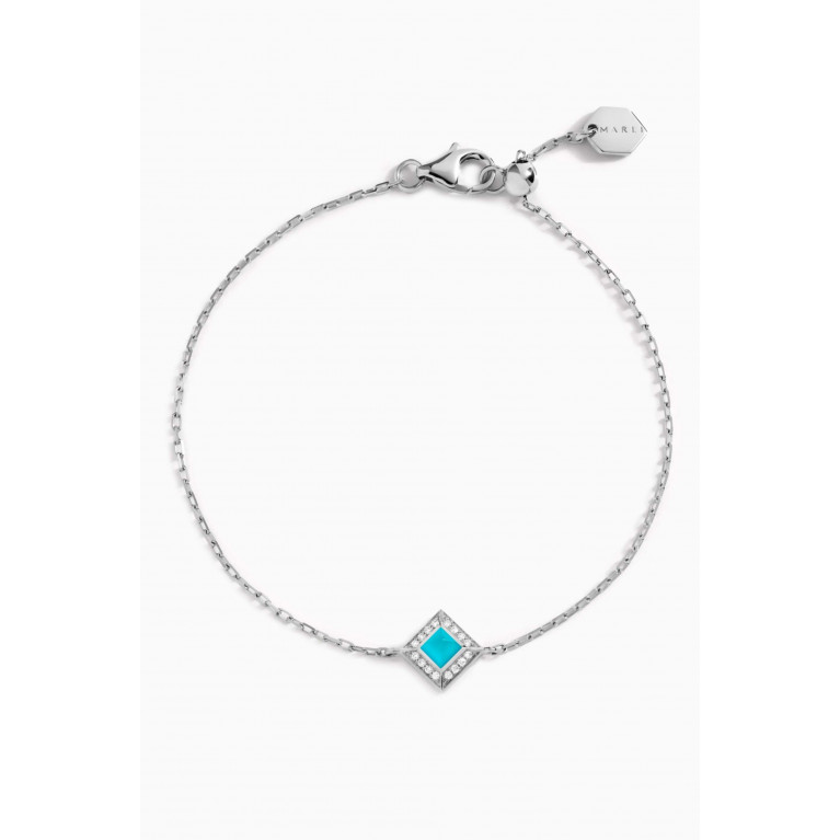 Marli - Cleo Pavé Diamond & Turquoise Chain Bracelet in 18kt White Gold