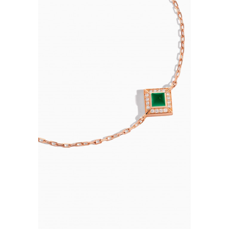 Marli - Cleo Pavé Diamond & Green Agate Chain Bracelet in 18kt Rose Gold