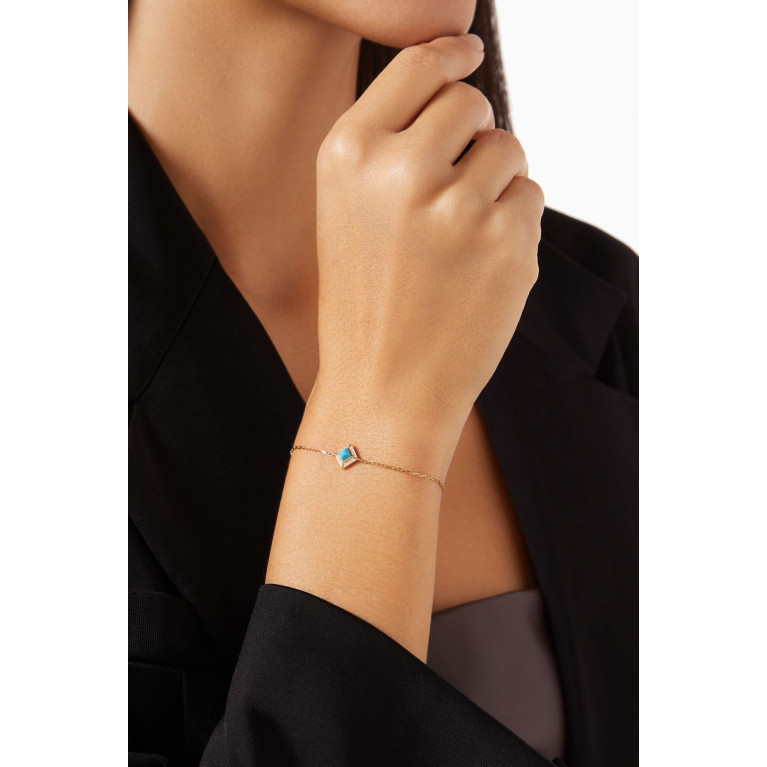 Marli - Cleo Pavé Diamond & Turquoise Chain Bracelet in 18kt Gold