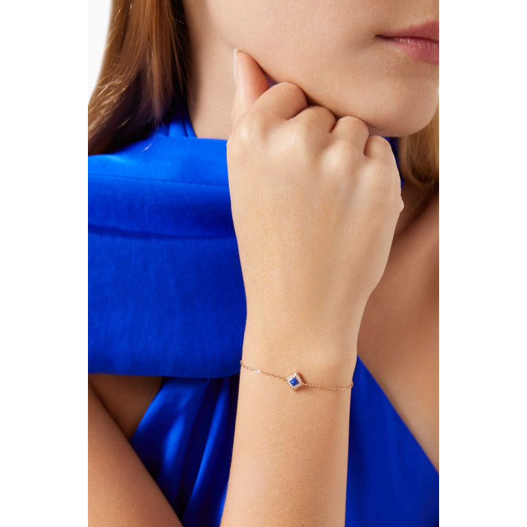Marli - Cleo Pavé Diamond & Lapis Lazuli Chain Bracelet in 18kt Rose Gold