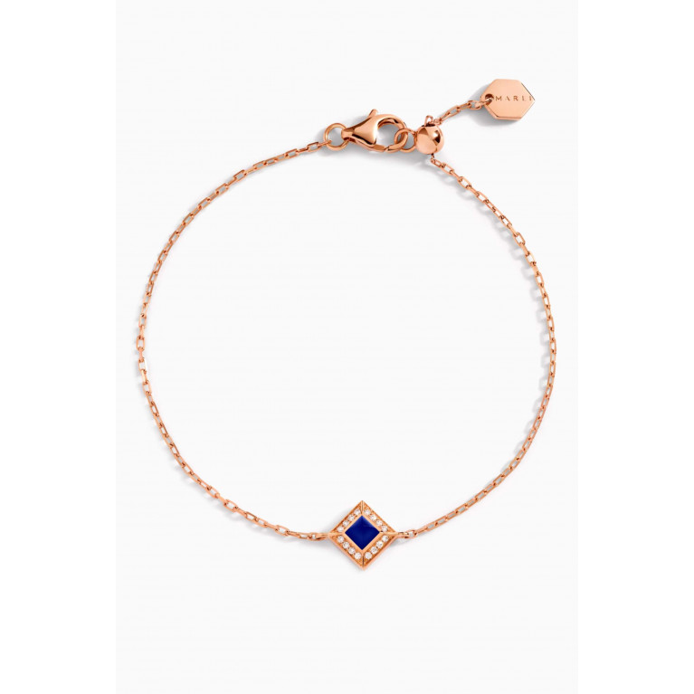 Marli - Cleo Pavé Diamond & Lapis Lazuli Chain Bracelet in 18kt Rose Gold