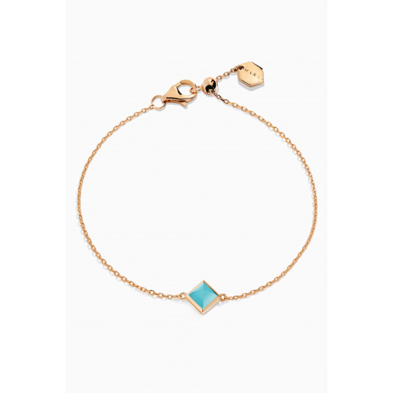 Marli - Cleo Pyramid Turquoise Chain Bracelet in 18kt Rose Gold