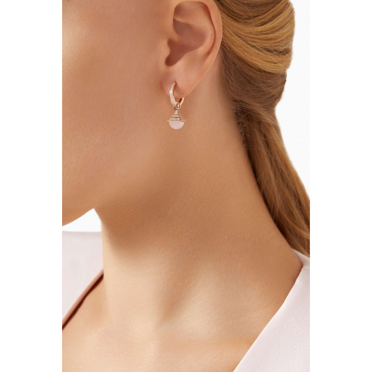 Marli - Cleo Mini Rev Diamond & Pink Quartzite Drop Earrings in 18kt Rose Gold