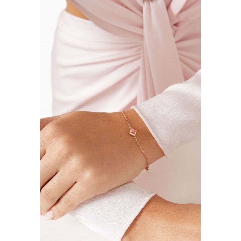 Marli - Cleo Pavé Diamond & Pink Coral Chain Bracelet in 18kt Rose Gold