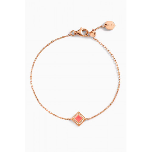 Marli - Cleo Pavé Diamond & Pink Coral Chain Bracelet in 18kt Rose Gold