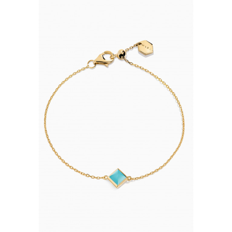 Marli - Cleo Pyramid Turquoise Chain Bracelet in 18kt Gold