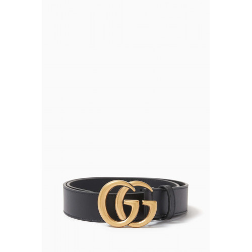 Gucci - Double G Slim Belt in Leather Black