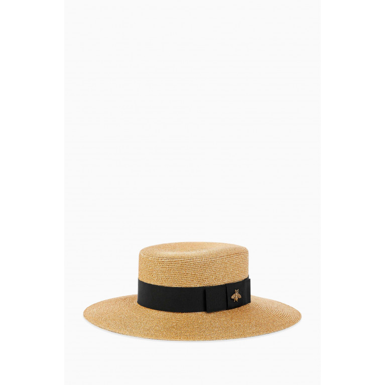 Gucci - Alba Lamé Paper Hat in Straw-effect Fabric
