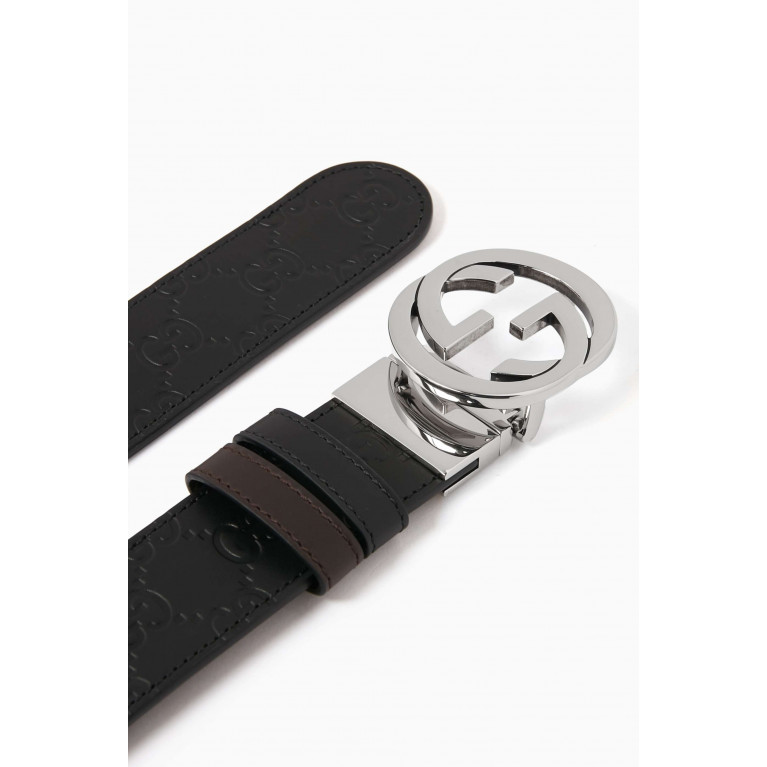 Gucci - Gucci Signature Reversible Belt in Leather Black