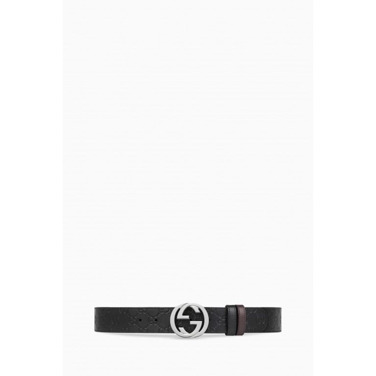 Gucci - Gucci Signature Reversible Belt in Leather Black