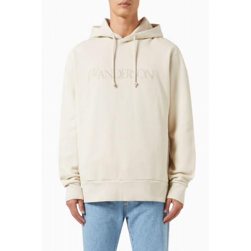 Jw Anderson - Logo-embroidered Hoodie in Cotton Neutral