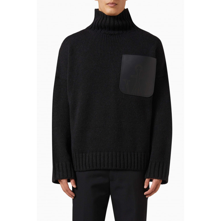 Jw Anderson - Leather Pocket Sweater in Wool Blend