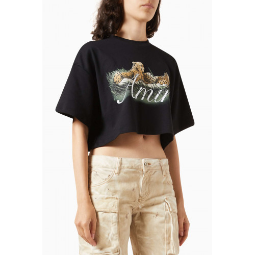 Amiri - Cheetah Logo Cropped T-shirt in Cotton-jersey