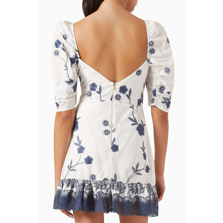 Especia - Maciel Embroidered Cut-out Mini Dress in Cotton